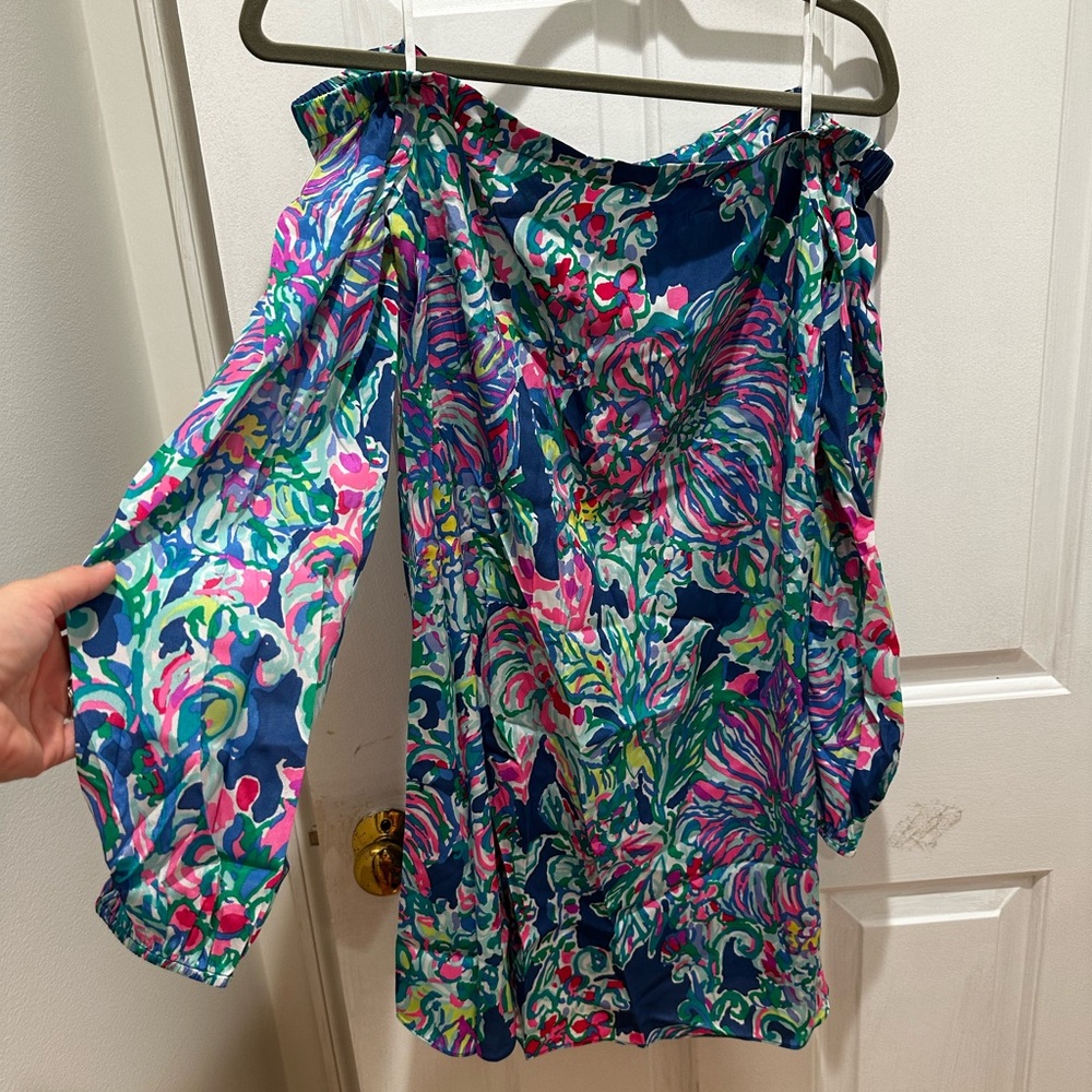 Lilly Pulitzer Adira Stretch Off Shoulder Silk Dress